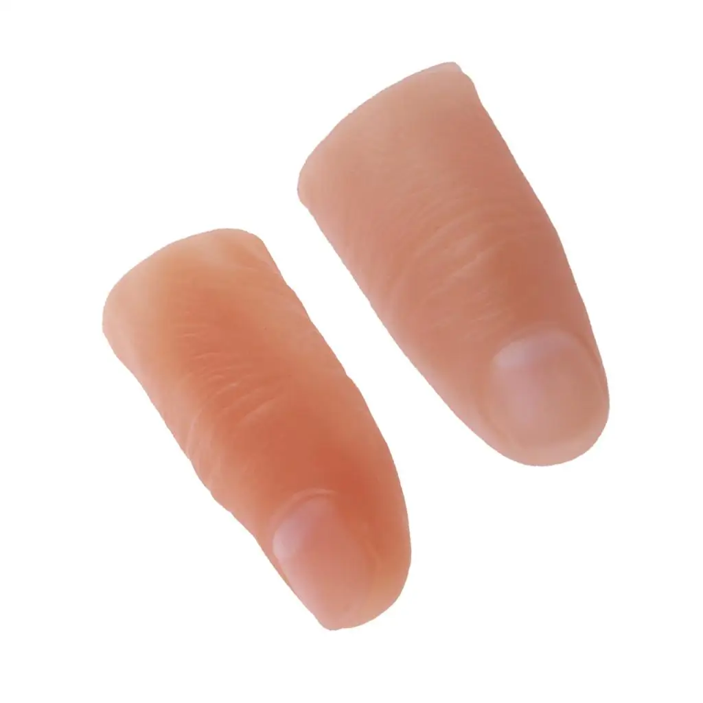 2Pcs Funny Thumb Tip Finger Trick Joke Toy Supply Soft Props