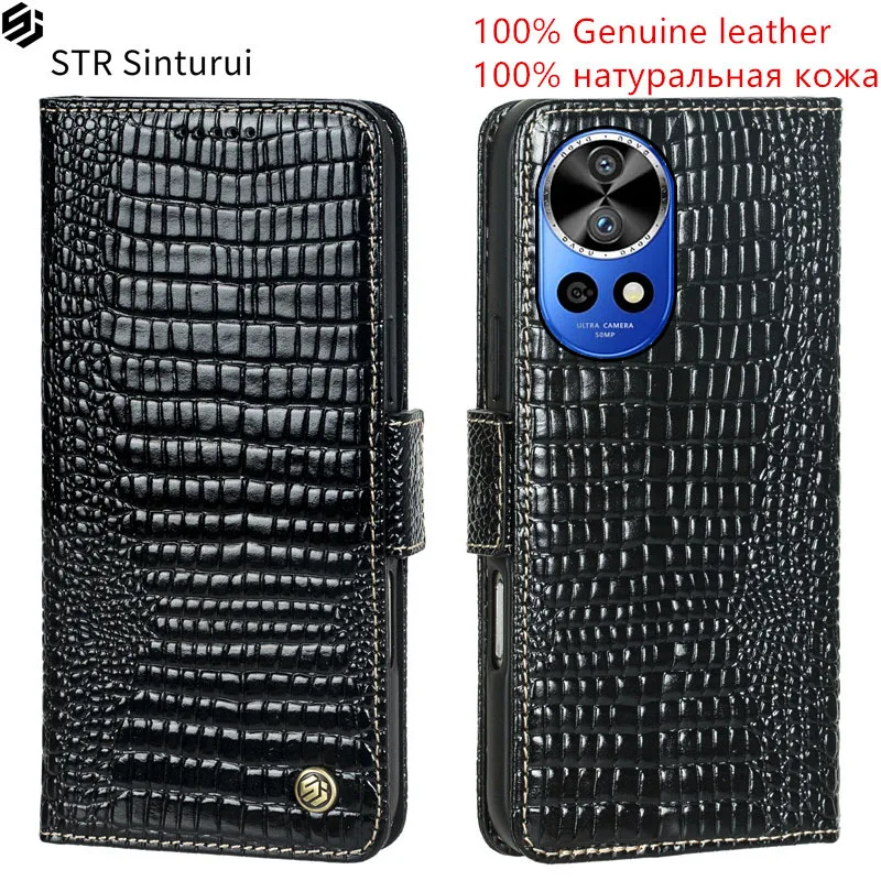 

STR Genuine leather lizard grain card Slot Wallet Cover For Huawei nova 12 12i 12s 11 Ultra 10 Pro SE 10Z shockproof phone Case