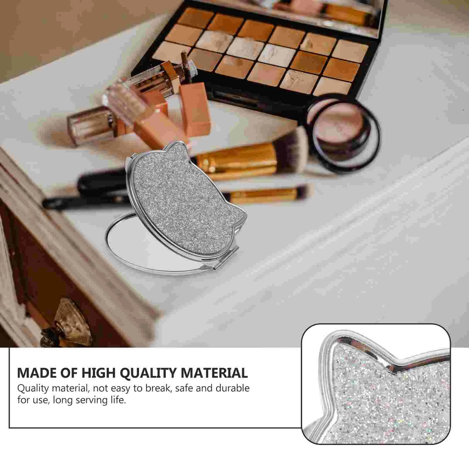 Pieghevole Vanity Mirror Pocket Cute Wallet Light Metal Makeup Mini Tote Bag The Travel Tool