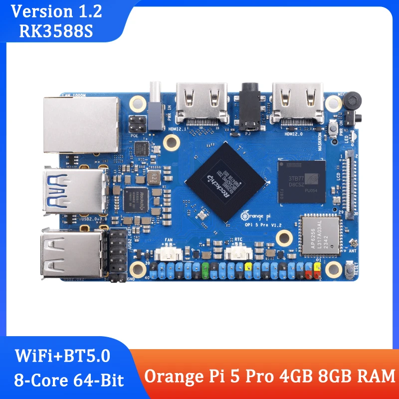 processador orange pi5 pro rk3588s 8gb 4gb de ram 8 core 64 bit lpddr5 gigabit ethernet wifi bt50 ble sbc board e kit 01