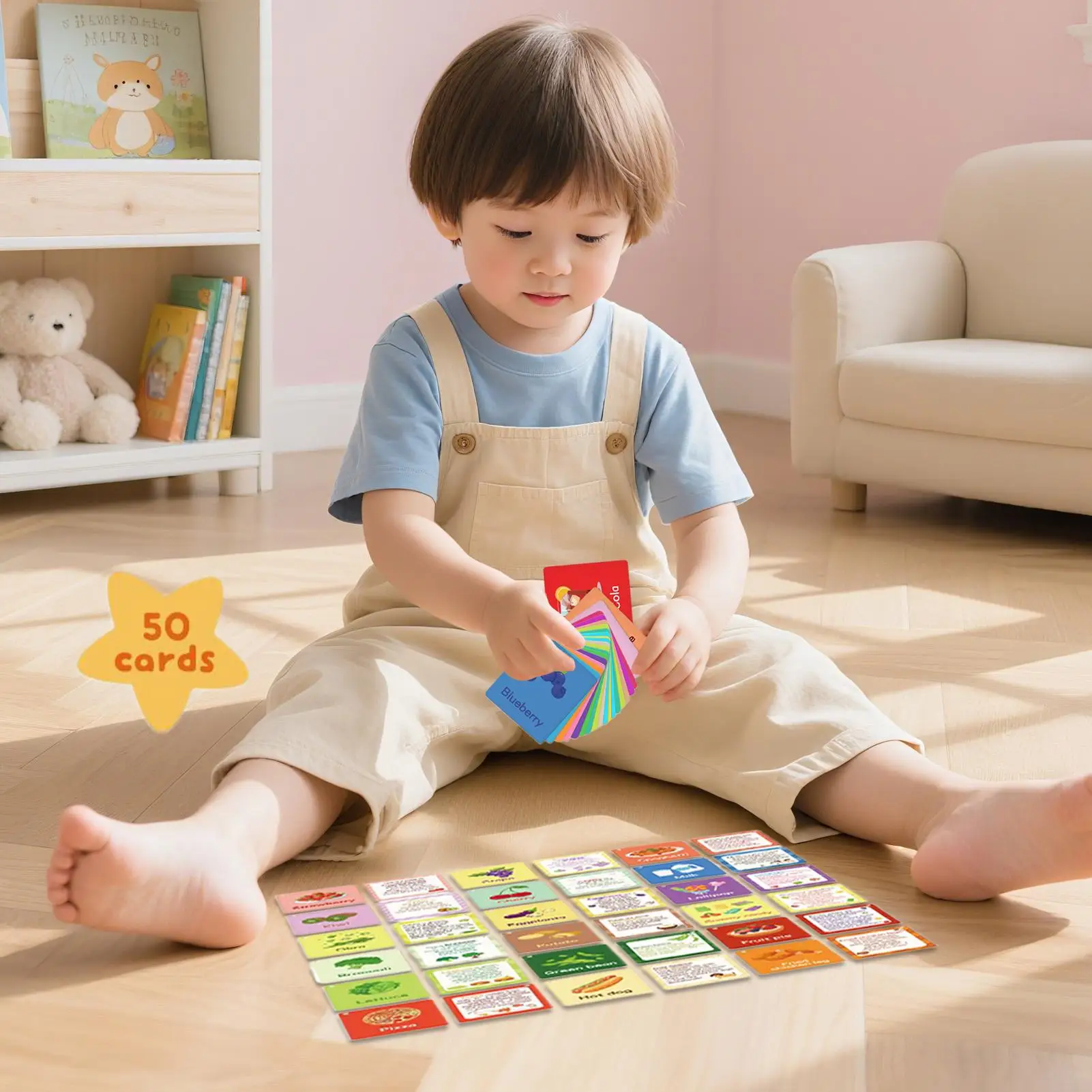 

Обучающие флэш-карты, 50 шт., пищевые флэш-карты, двусторонние образовательные игровые занятия для маленьких девочек, школьный класс