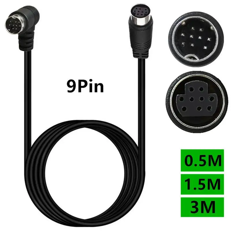 Câble vidéo DIN 70,8 pouces, adaptateur mâle à femelle, Plug And Play, transfert de connecteur de cordon DIN à 9 broches pour moniteur récepteur TV