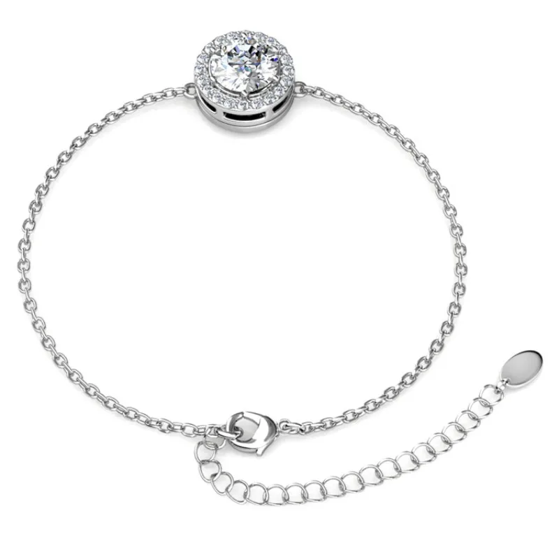 Daisini Halo Charm Bracelet Embellished with Premium Grade Crystal From Swarovski Trendy Round Charm Bracelets for Women