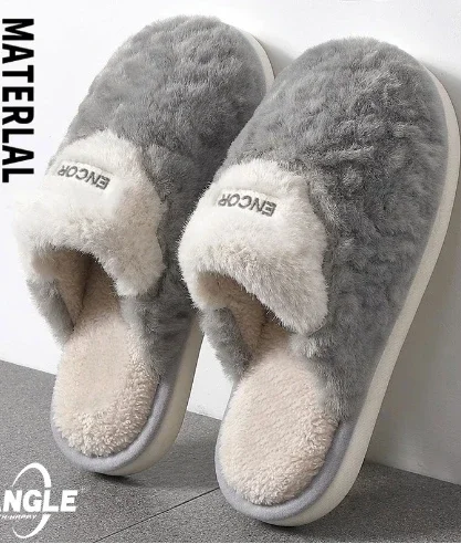 Winter New Plush Fluffy Slippers Women Warm Slip Non Thick Sole House Casual Shoes Man Comfortable Soft Fur Indoor Home Slides