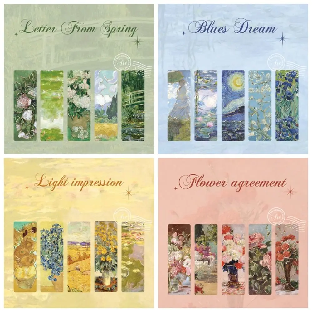5Pcs/set New Hot Stamping Bookmark Oil Paintings Gift Reading Mark PVC Book Card