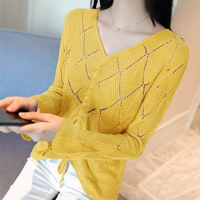 Casual V-Neck Blended Polyester Simple 2022 New Popularity Spring Autumn Long Women's Clothing T-Shirts Comfortable Fashion