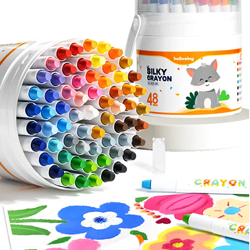 12/24/36/48pcs Silky Smooth Crayon Set Twist-Up Crayons Washable Crayons Travel Art Supplies School Home Art Supplies