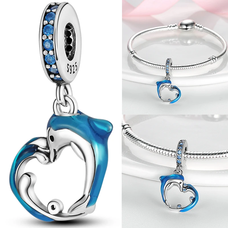 NEU 2026 925 Sterling Silber Anhänger Ozean Schildkröte Strand Frucht Muschel Blau Passend für Original Armreif Armband Halskette DIY Schmuck Geschenk – Detail 37
