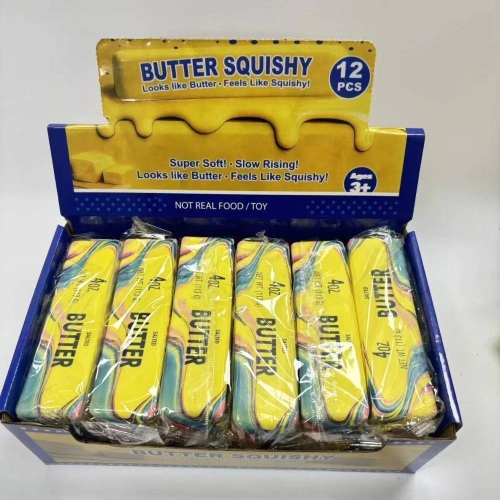 Slow Rebound Butter Stick Fidget Toy Stretchy Multicolor Butter Stick Squishy Toy Soft Elastic Cheese Stick Squishy Toy
