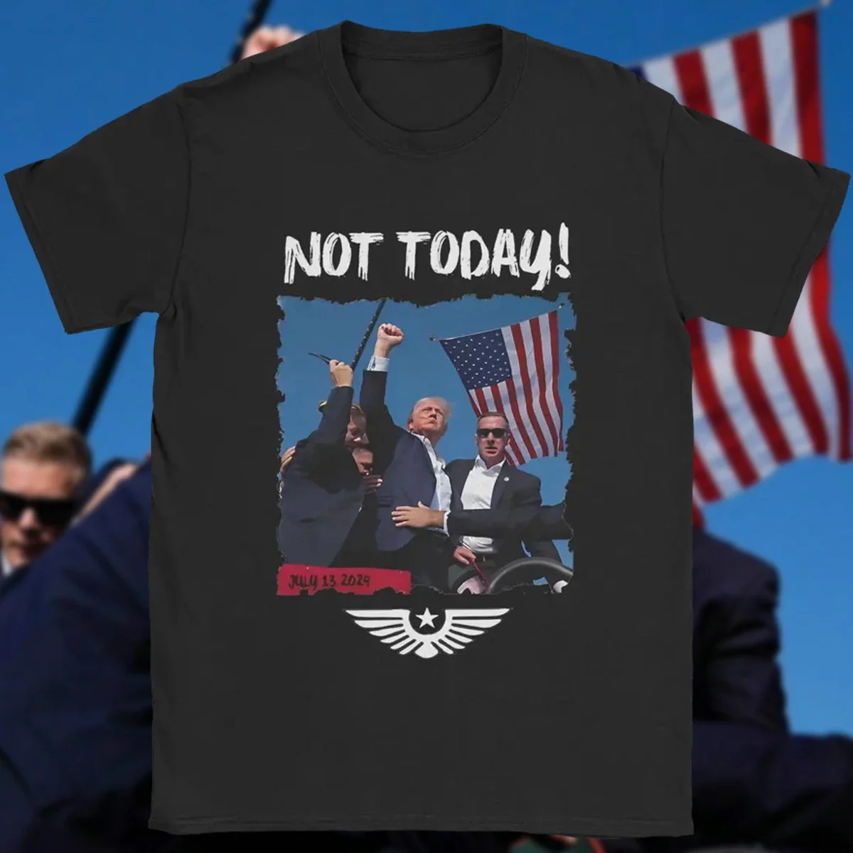 Donald Trump 2024 Assasination Attempt T-Shirts Men Fighting Shot Funny Pure Cotton Tee O Neck Short Sleeve T Shirt Summer Tops