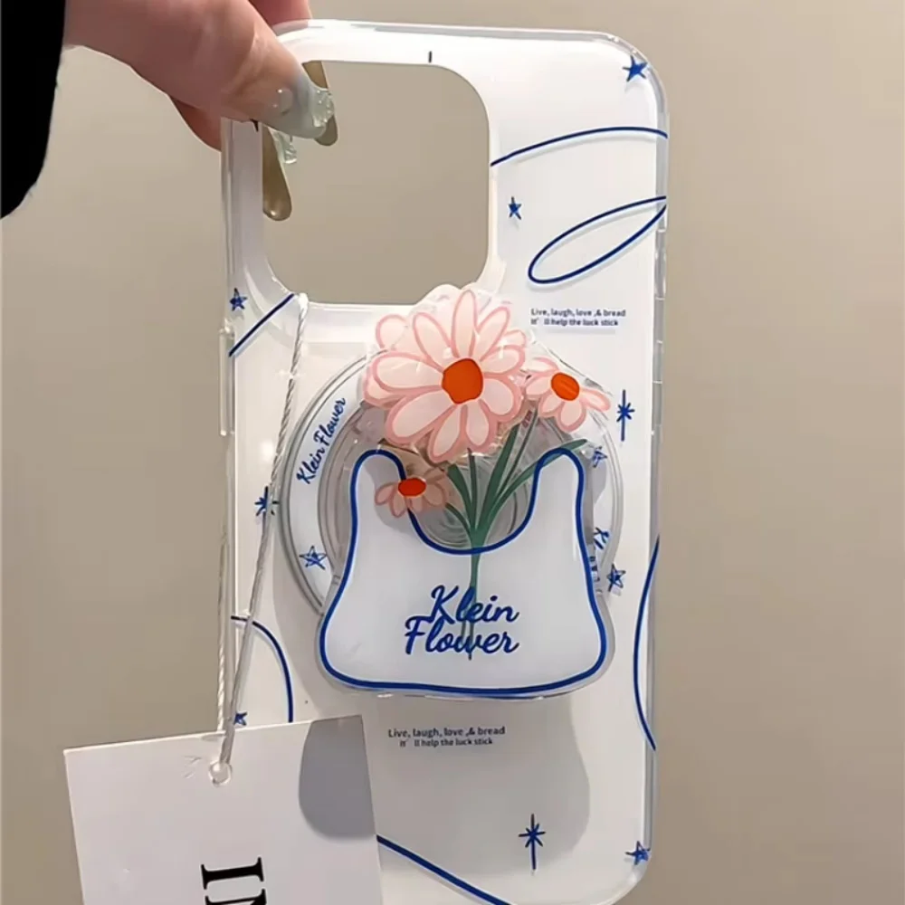High Quality Acrylic Magnetic Holder Popular INS Waterproof Cartoon Cute Flower For IPhone Google Universal Phone Grip Stands