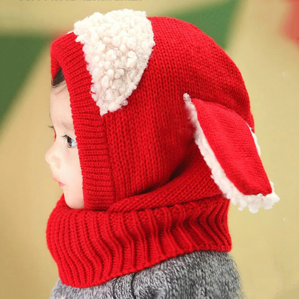 

Для маленьких детей, собак, красный зимний вязаный шерстяной шарф, шапка, теплая толстая шапка-ушанка с капюшоном, овечья дизайнерская шапка, вязаная шерстяная шапка