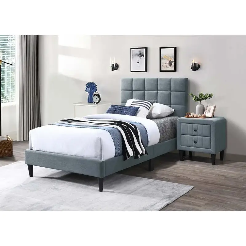 Twin Bed Frame with Comfortable Mattress and Modern Design for Small Spaces