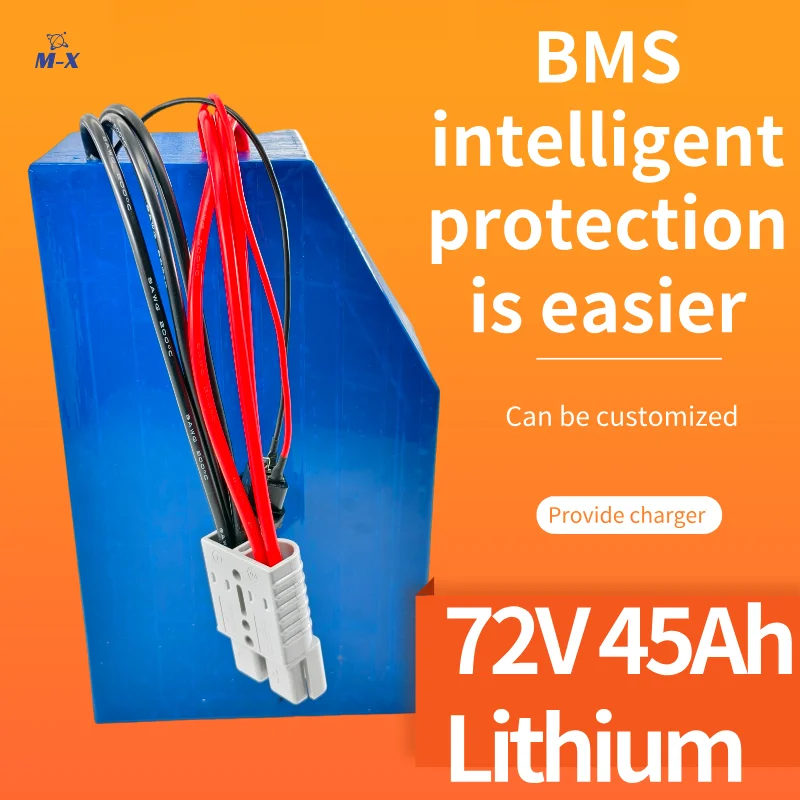 

72v 45Ah lithium ion triangle battery BMS li ion 20S for 5000w 6000w Mountain Bike scooter Motorcycle + 10A charger