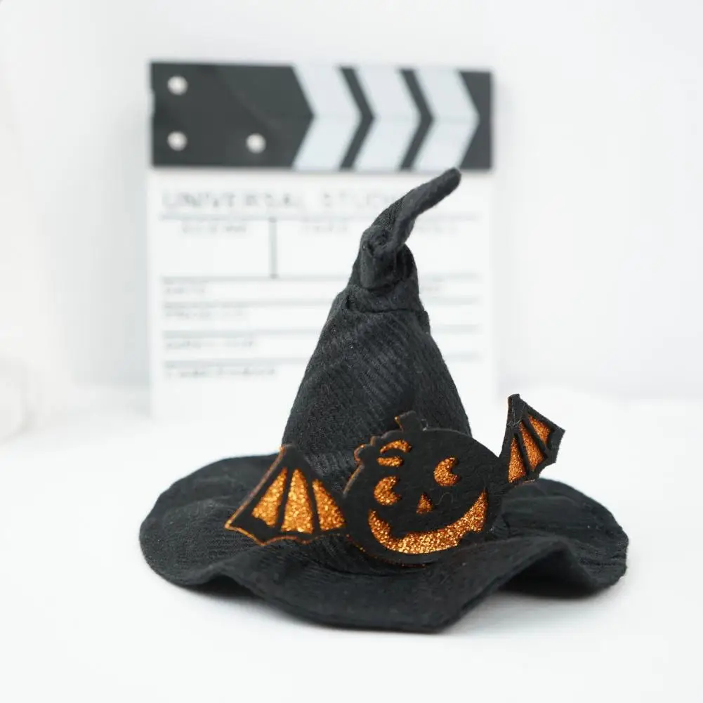 Halloween Pet Hat Dog Hat Spooky Halloween Dog Witch Hat Adjustable Lightweight Pet Headdress with Bat Pumpkin Design for Furry