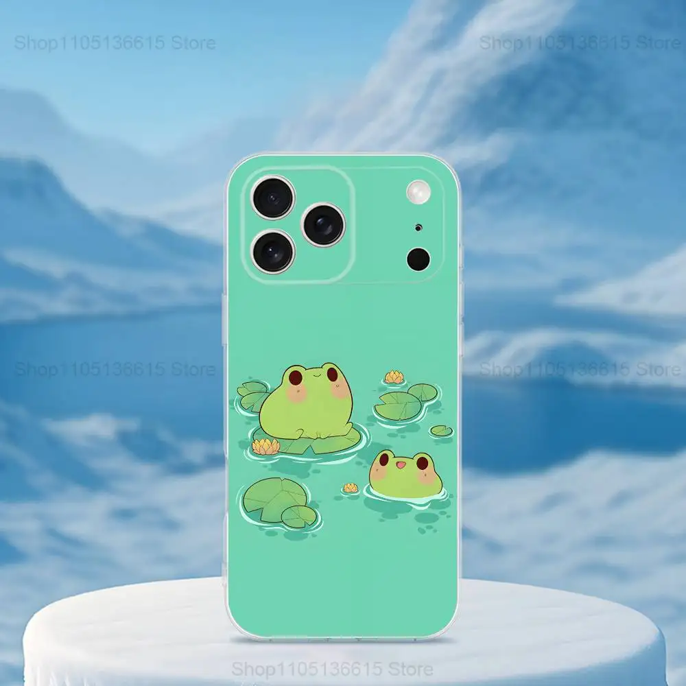 Funda de teléfono con dibujos de rana de arte bonito para iPhone 16,15,14,13,12,11,17 Pro,Max,Plus,X,XS,XR,SE,Mini funda suave transparente