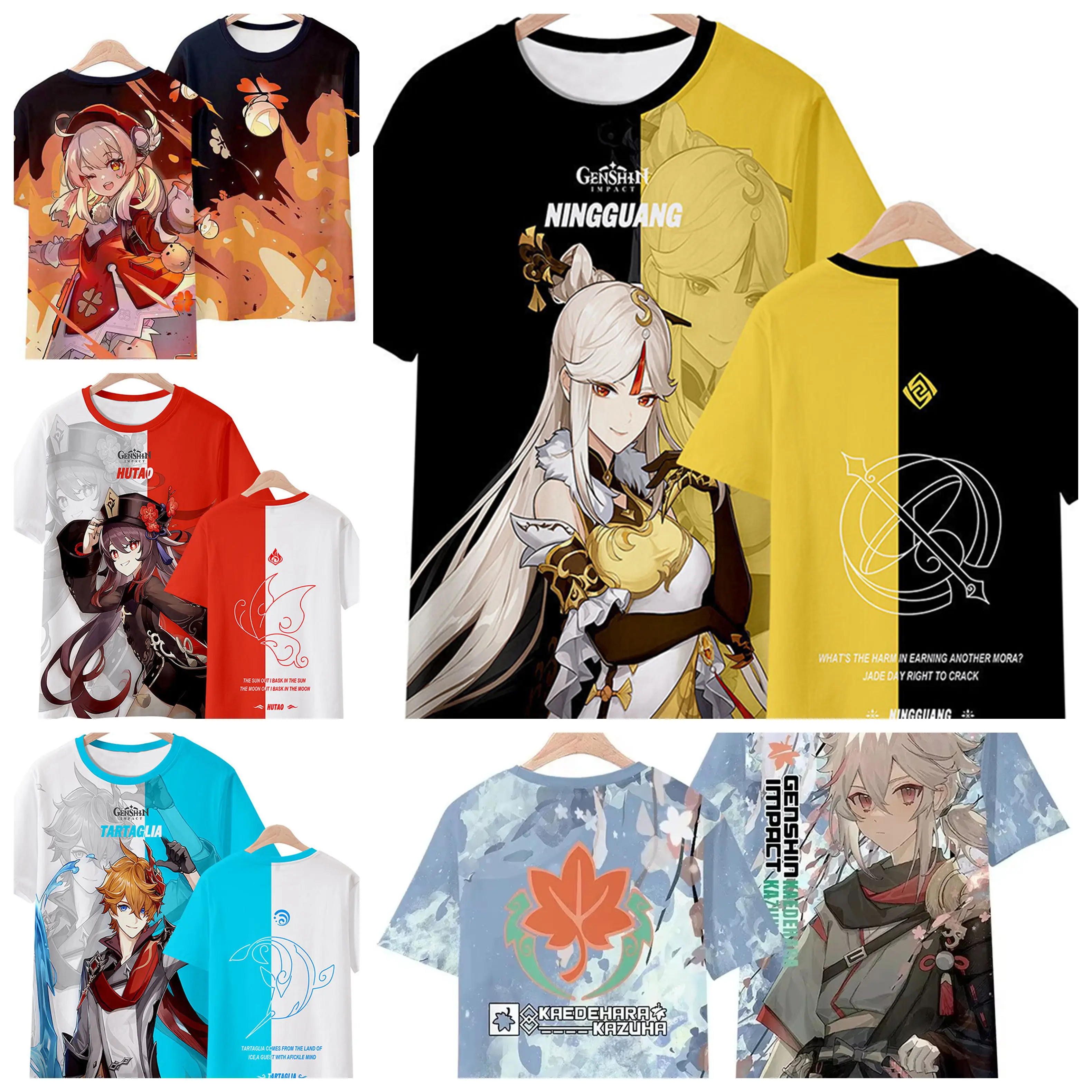 Anime Game Genshin Impact 3d Print Tshirt Men Women Fashion T-shirt Hip Hop Tops Tees Kids T shirt Men Clothes Summer Tops Boy