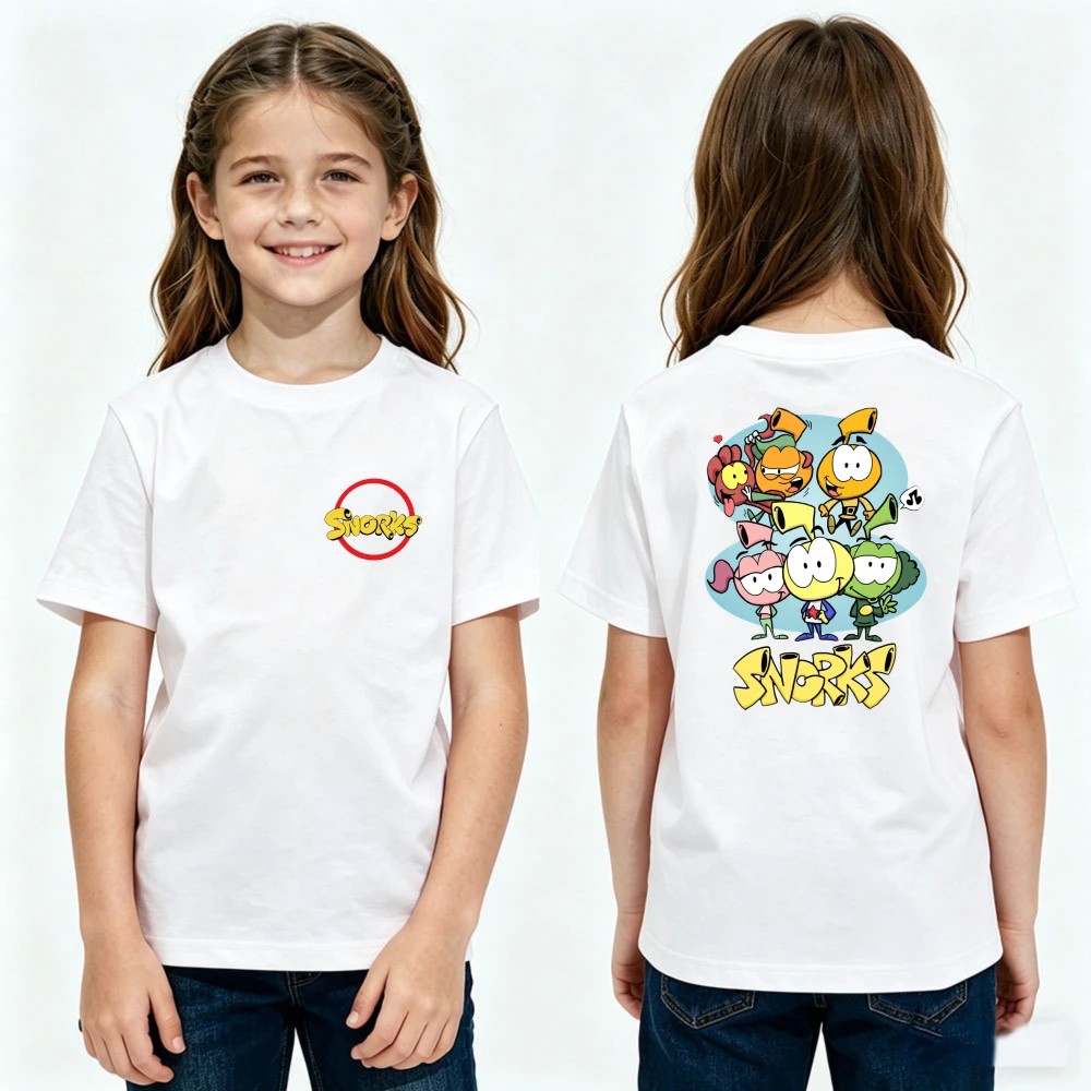 Classic Cartoon Snorks Theme Series TShirt Boys and Girls Casual T-shirt Kids Summer Cotton Tee Cute Snorks Fan Gift Shirt