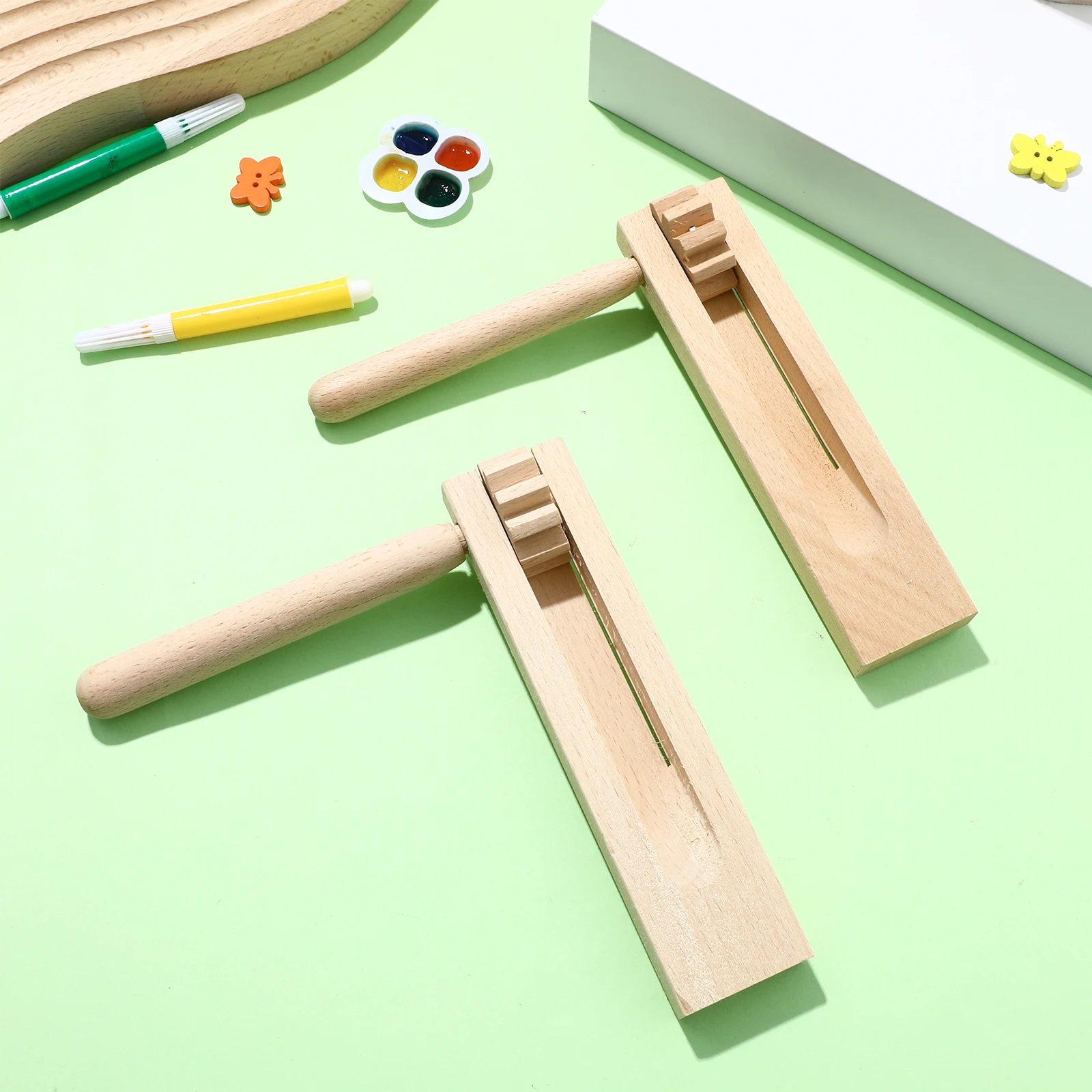 2 Stuks Houten Ratel Lawaaimakers Kinderen Muziekinstrumenten Hand Percussie Speelgoed Milieuvriendelijk Educatief Speelgoed