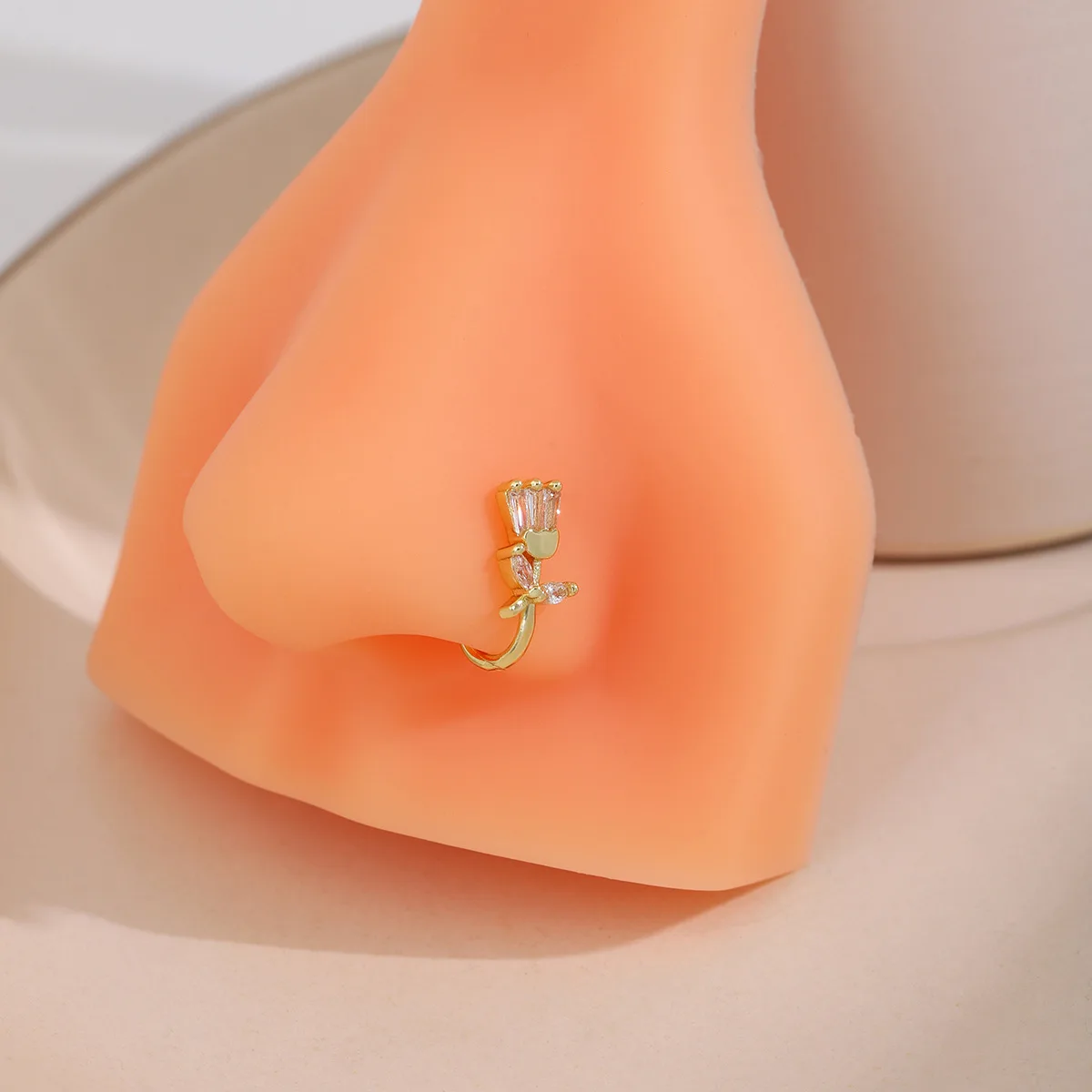 U-Shape Non-Piercing Flower Nose Ring
