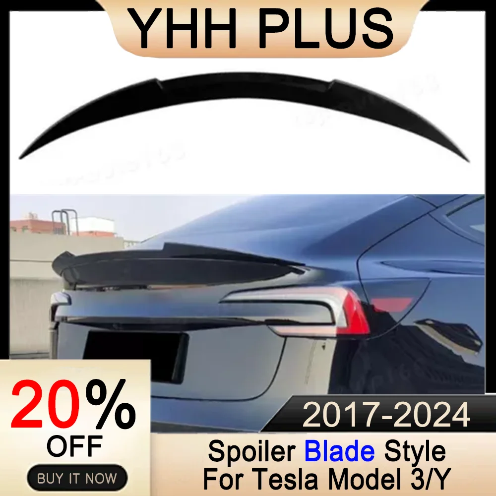 

Model3 Highland 2025 Spoiler Rear Door Tail Trunk Wing ABS Carbon Fiber Look For Tesla Model 3/Y 2017-NOW Accessories Auto Parts