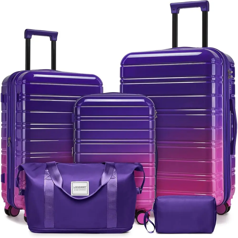 

5-Piece Expandable Hardside Suitcase Set with Wheels, Lockable, Lightweight for Men & Women, Night Berry