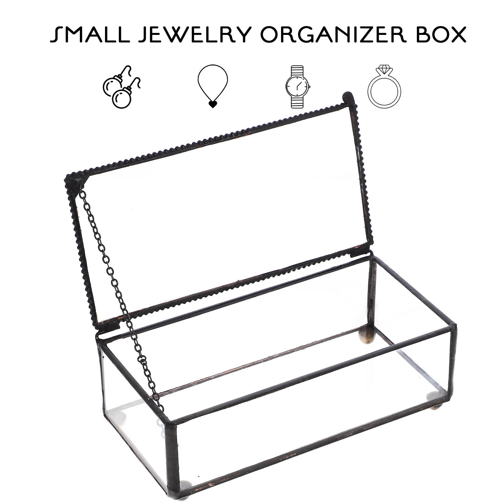 

Vintage Jewelry Box for Storage Display Home Decor Gift Idea Trinket Case Retro Style Glass Jewelry Containers