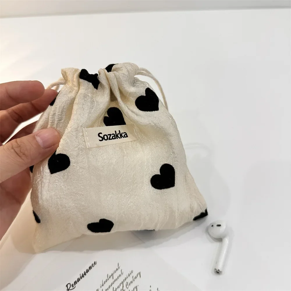 L/M/S Love Print Drawstring Bags Girls Handbag Key Lipstick Storage Bag Jewelry Dust Bag Draw String Bags Portable Toilet Bag