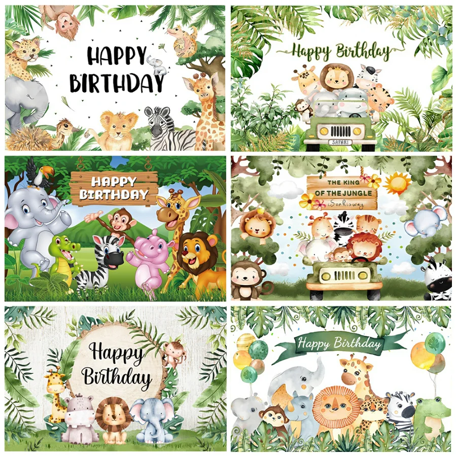

Tropical Jungle Safari Theme Backdrop Newborn Baby Birthday Party Photozone Family Shoot Photo Background Props