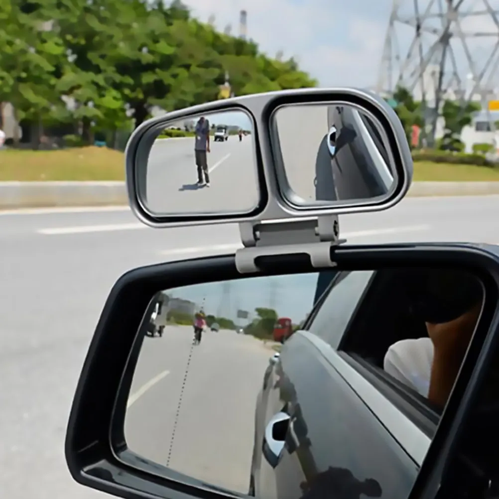 2Pcs Blind Spot Mirror for Car Wide Angle Adjustable Rear View Double-Mirror Universal Fit for Truck Suv Rv Driving