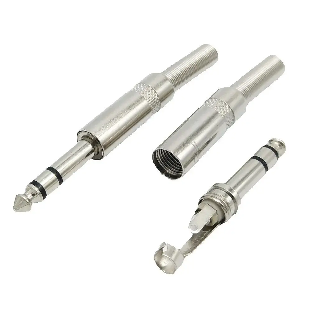 3Pin 6.35mm Microphone Plug 6.5mm 1/4 Stereo Audio Connector Jack 10Pcs/Lot