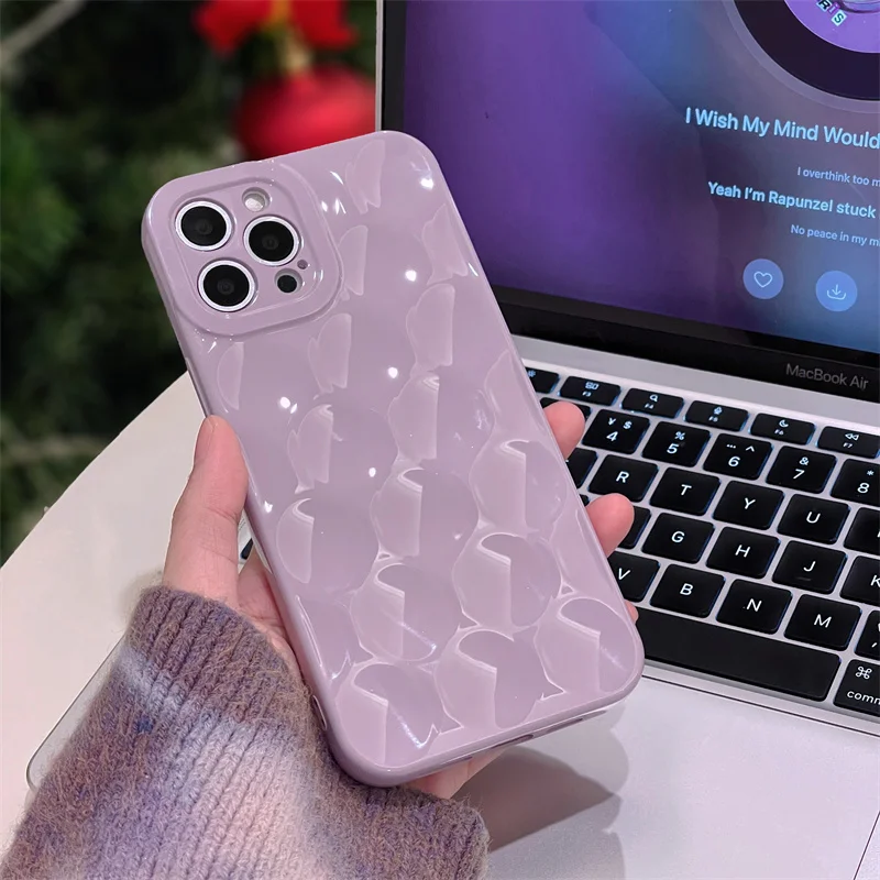 

Fashionable 3D Purple Silicone Phone Case for iPhone 15 14 13 12 11 XS XR X 8 i15 i14 i13 i12 Pro Max