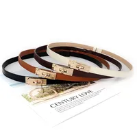 Female Fashion Waistband Adjustable PU Leather Ladies Dress Accessories Belts Skinny Thin Women Waist Belts Strap Alloy Buckle