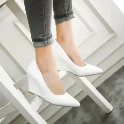 Red Spring Wedges Women Shoes Heels Pink Black White Office Party Wedding Shoe Casual Women Pumps Zapatos Mujer