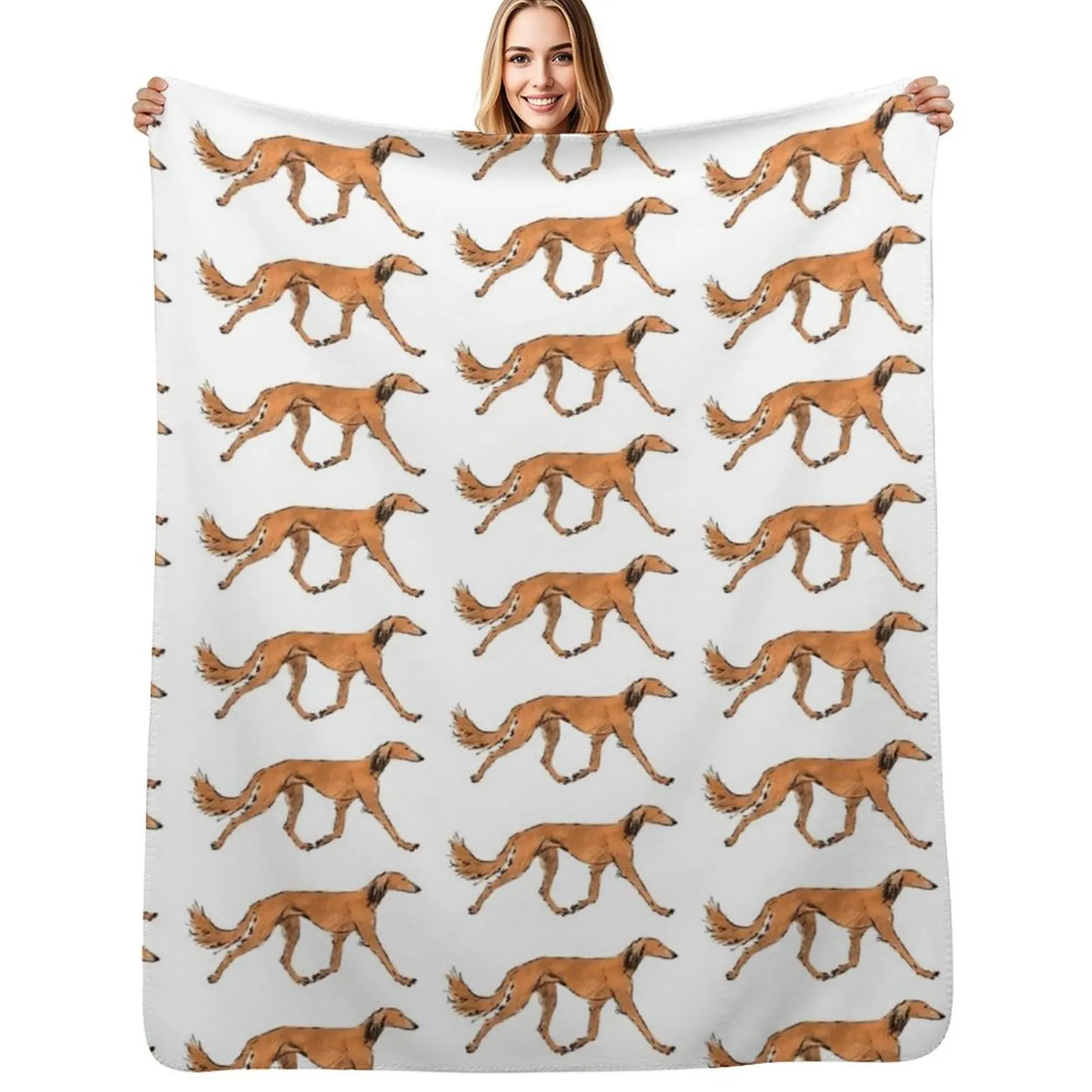 

Saluki Throw Blanket Flannel Fabric Vintage Blankets