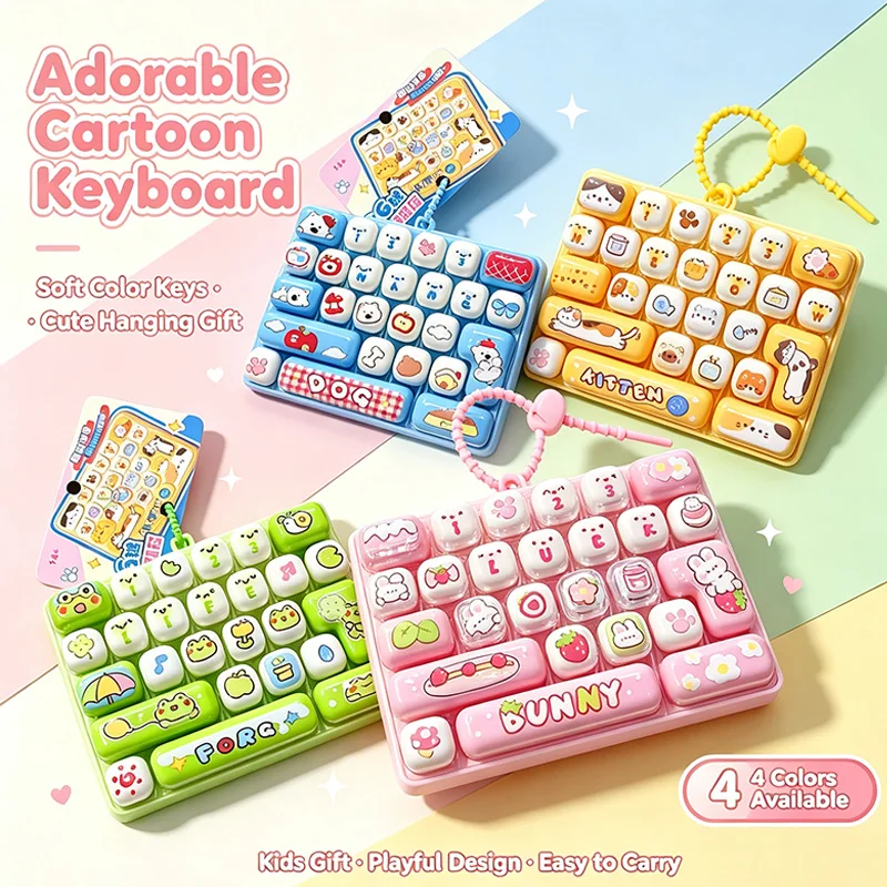 4color 26 Grid Keycap Clicker Anti Stress Fidget Keyboard Keychain Decompression Button Cartoon Hand Relax Favor Gift 26구 키캡 키링