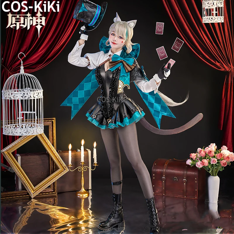 COS-KiKi Genshin Impact Lynette Magician Game Suit Elegant Dress Cosplay Costume Halloween Party Role Play Outfit Women S-3XL