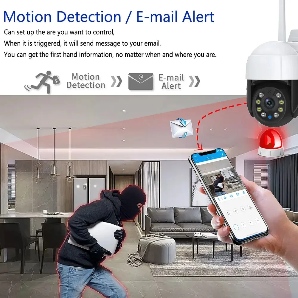 5MP HD Wifi IP Camera Tuya Auto Tracking TUYA Smart Home Monitor Wireless Security Camera Street PTZ Day and Night Full Colorful