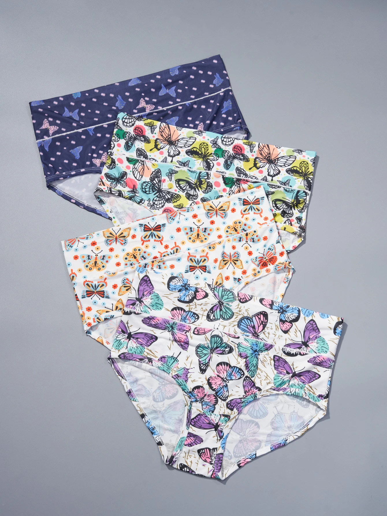 

Large casual butterfly print high waisted four pack women's underwear