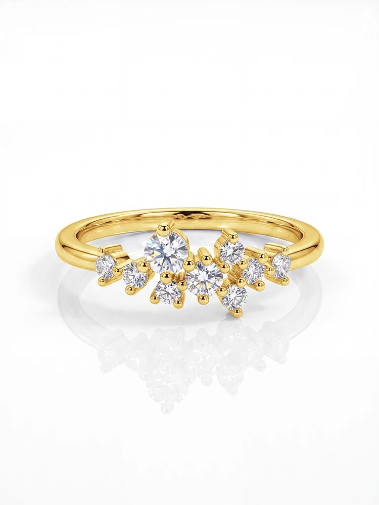 Modische 0,1CT Echte Moissanit-Diamant-Eheringe für Damen, Jahrestag, Verlobung, Personalisierter Hochwertiger Schmuck – Detail 5