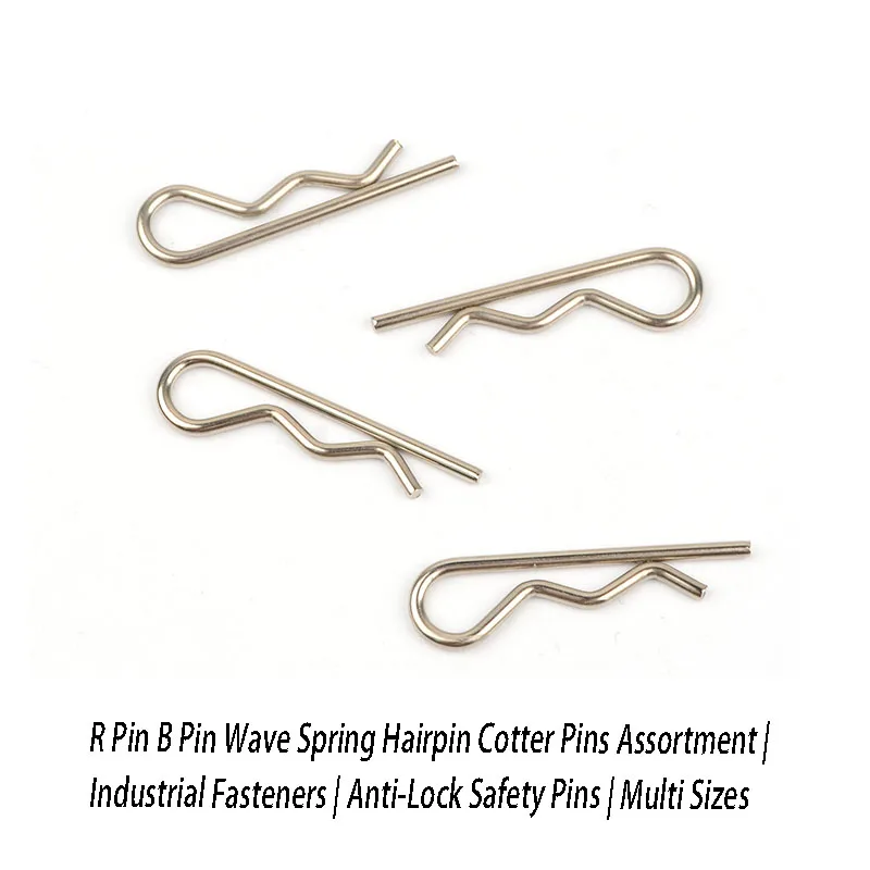 

R Pin B Pin Wave Spring Hairpin Cotter Pins Assortment | Industrial Fasteners | Anti-Lock Safety Pins | Multi Sizes