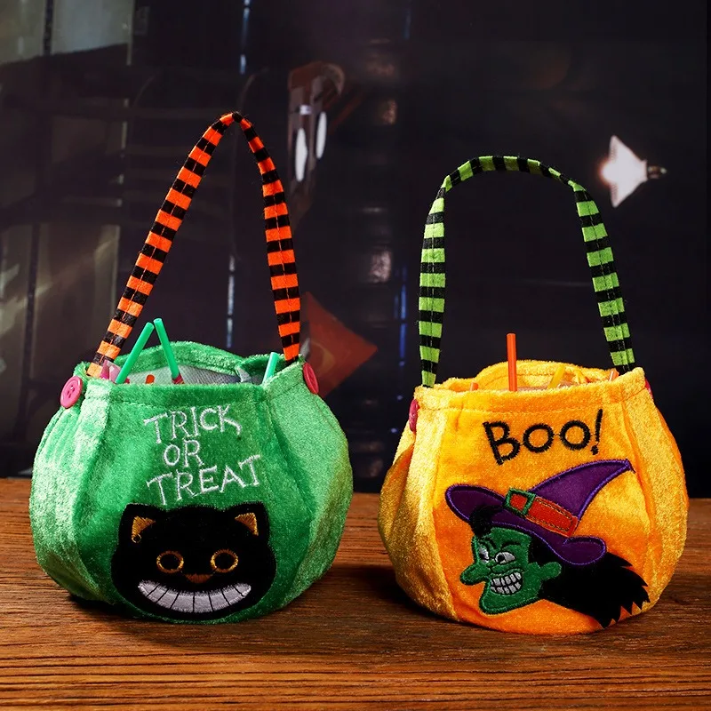 Fabric Pumpkin Bag Halloween Black Orange Candy Bags Trick or Treat Antlers Bunny Gift Packing Bags Party Decoration