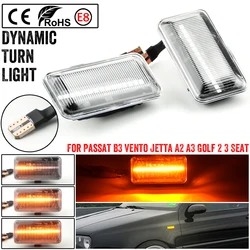 2Pcs For VW Golf 2 3 Passat B3 Vento Jetta A2 A3 Seat Ibiza 2 Cordoba 1 Dynamic LED Side Marker Light Turn Signal Blinker Lamps