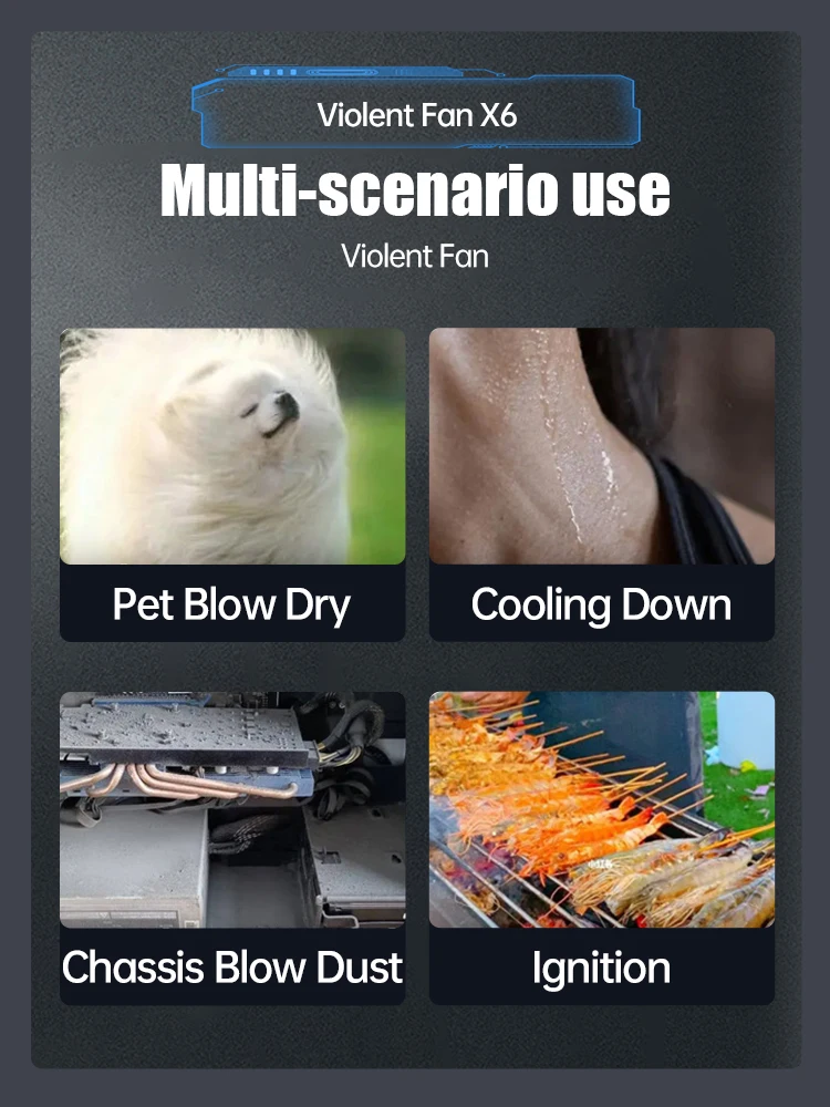 X6 conduit Turbofan électrique souffleur d'eau 8000 mah 52 M/S lavage de voiture moteur sans brosse industriel soufflage de poussière Turbofan violent