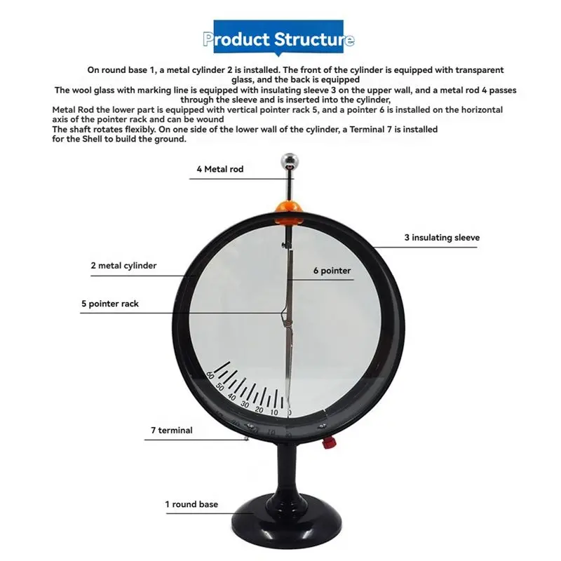 QWE-Pointer Electroscope Electrostatic Experiment Electrometer For Measuring The Potential Difference Between Two Bands