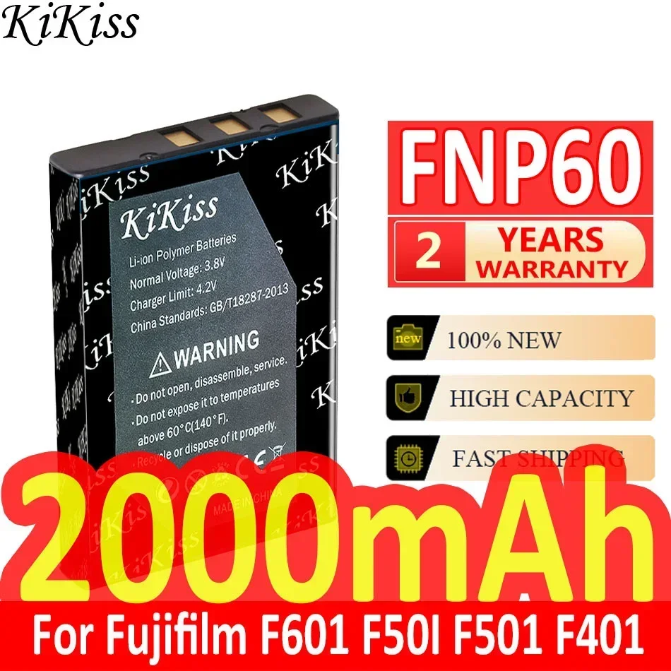 2000mAh KiKiss Powerful Battery  FNP60 NP60 SLB 1137 1037 K5000 D-Li2 Li-20B CNP-30 For Fujifilm F601 F50I F501 F401 ZOOM F410