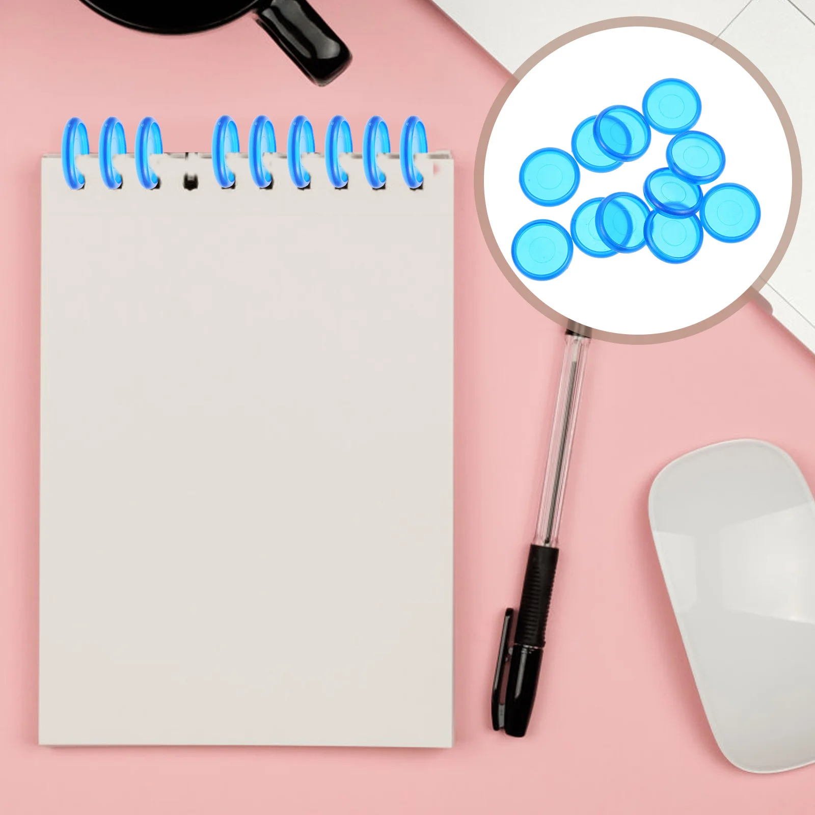 44Pcs Round Binder Rings High-Class ABS Smooth Surface Loose Leaf Binding Discs for Office School Home Plastic Binding Disc