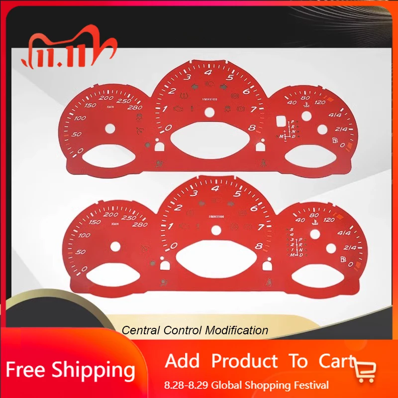 

Внутренние наклейки для Porsche 987 Boxster Cayman 2006-2011, автомобильная красная накладка на приборную панель, бумажный датчик, лицо 280 км/ч, 8000 об/мин