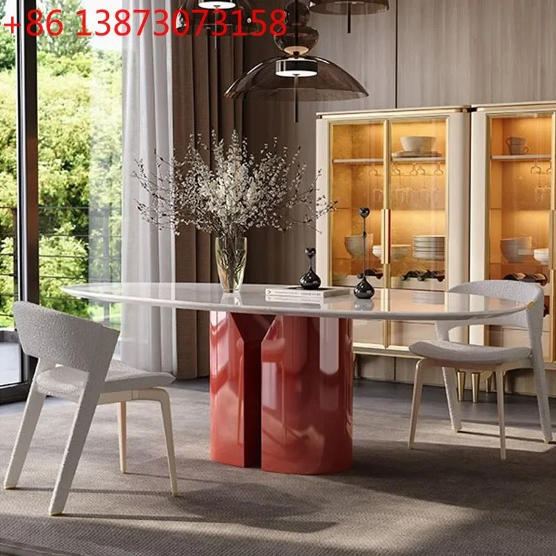 Mesa de Comedor Grande de Piedra Natural de Lujo, Estilo Italiano, Mármol Fendi Blanco, 2025