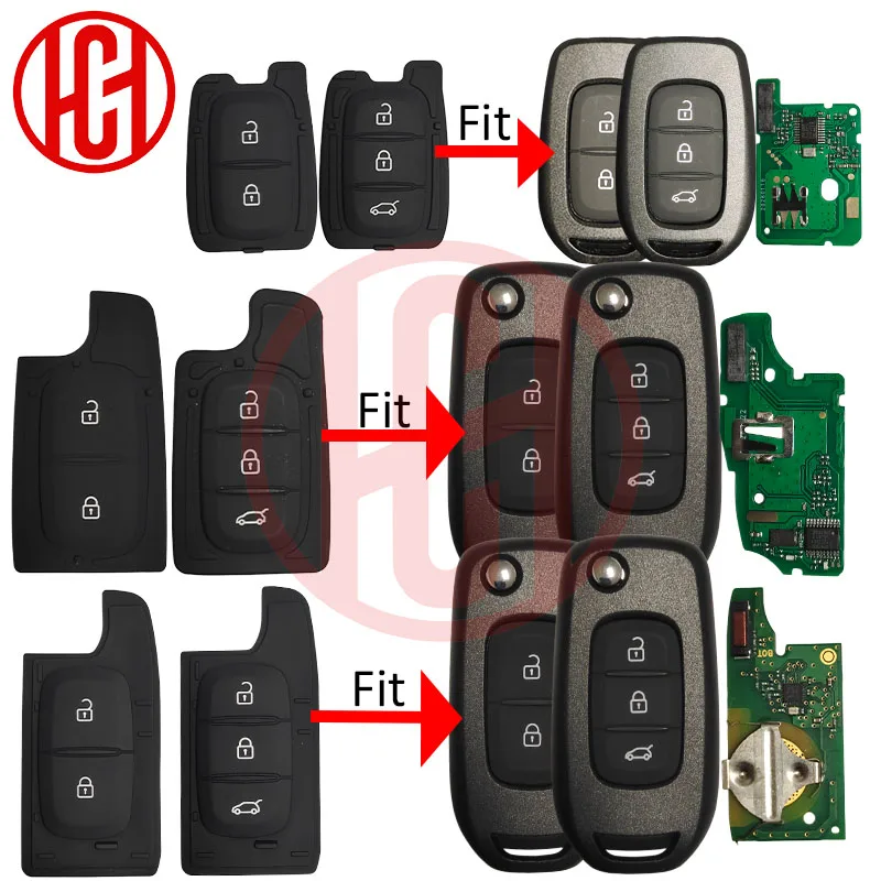 2/3 Buttons Car Key Button Pad For Renault Sandero Twingo Symbol Megane Kadjar Logan Clio 5 Twingo Trafic  Dacia Duster Oroch